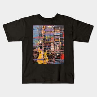 sounds of the 80s - electric guitar and audio tapes collage Kids T-Shirt